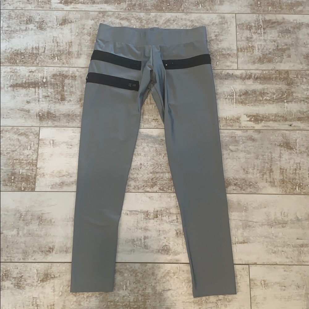 LNA Silver Zipper Leggings Medium